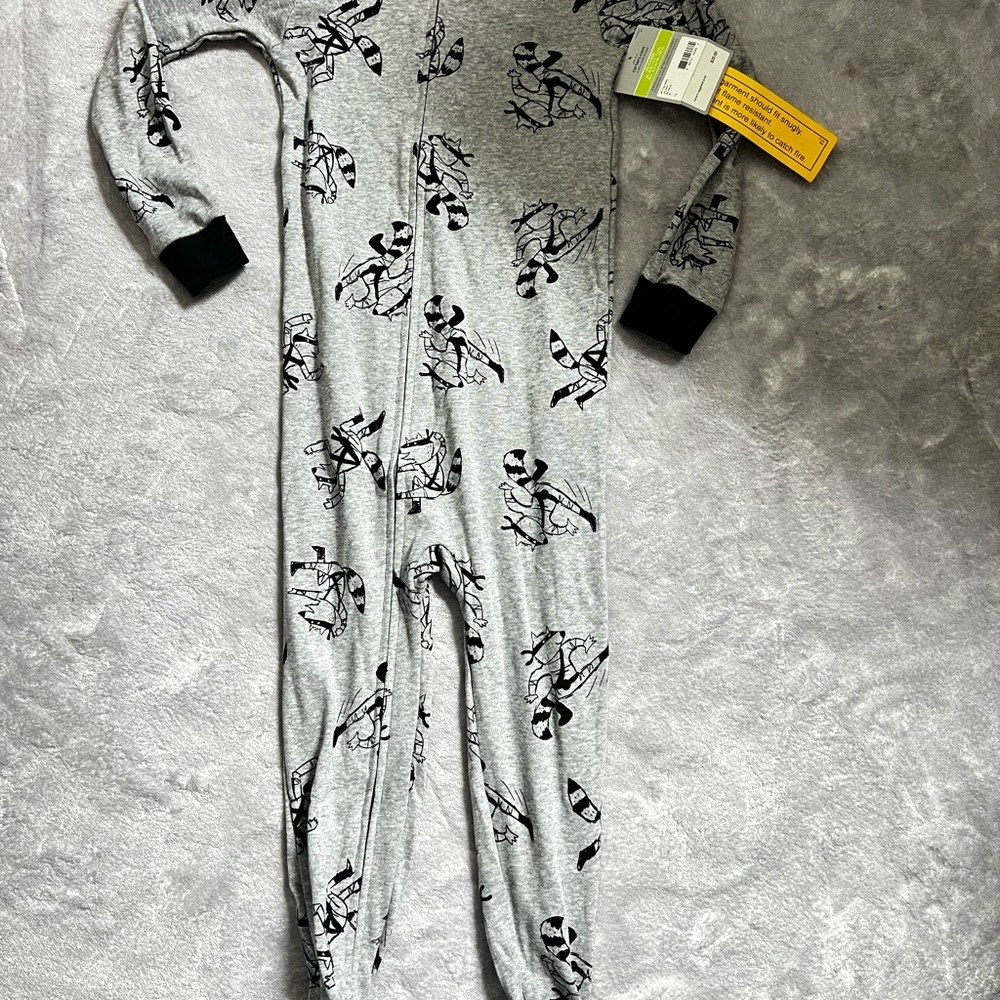Carter's Gray One Piece with Black Details Zip Footie Pajamas 4T​